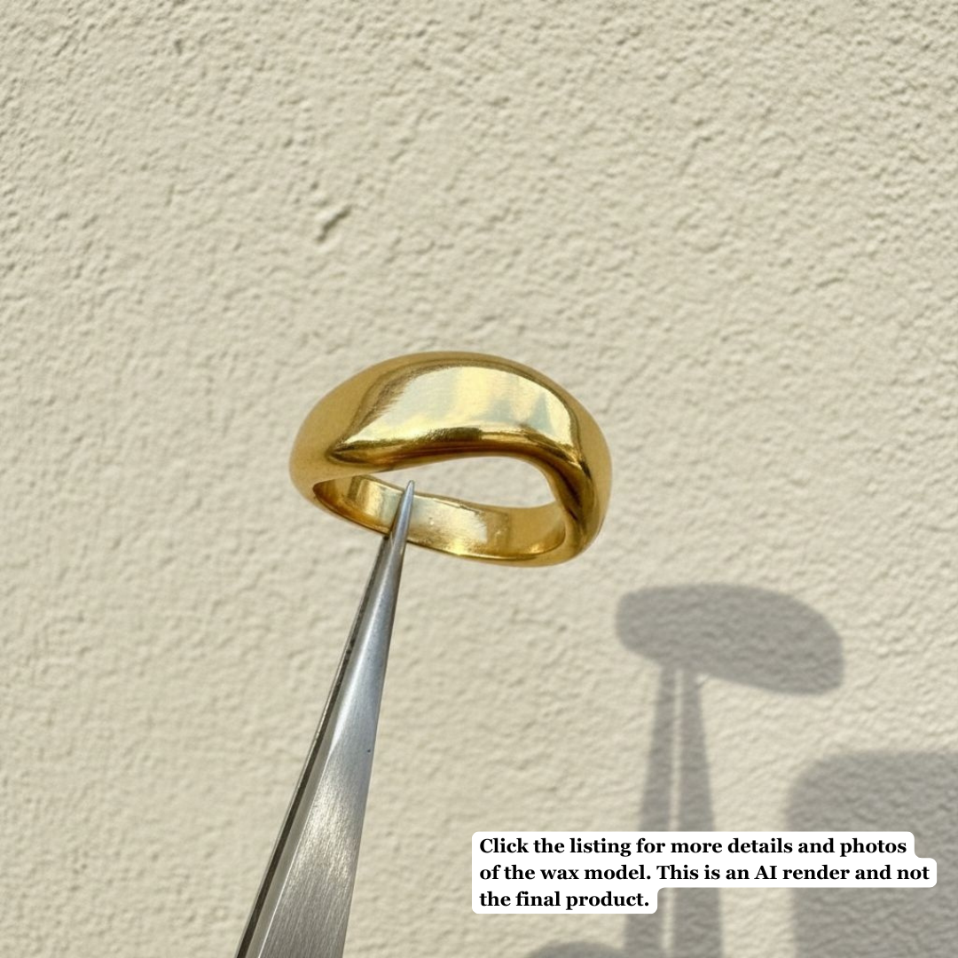 Cresting Wave 9ct Yellow Gold Ring (Wax Model, Available to Cast)