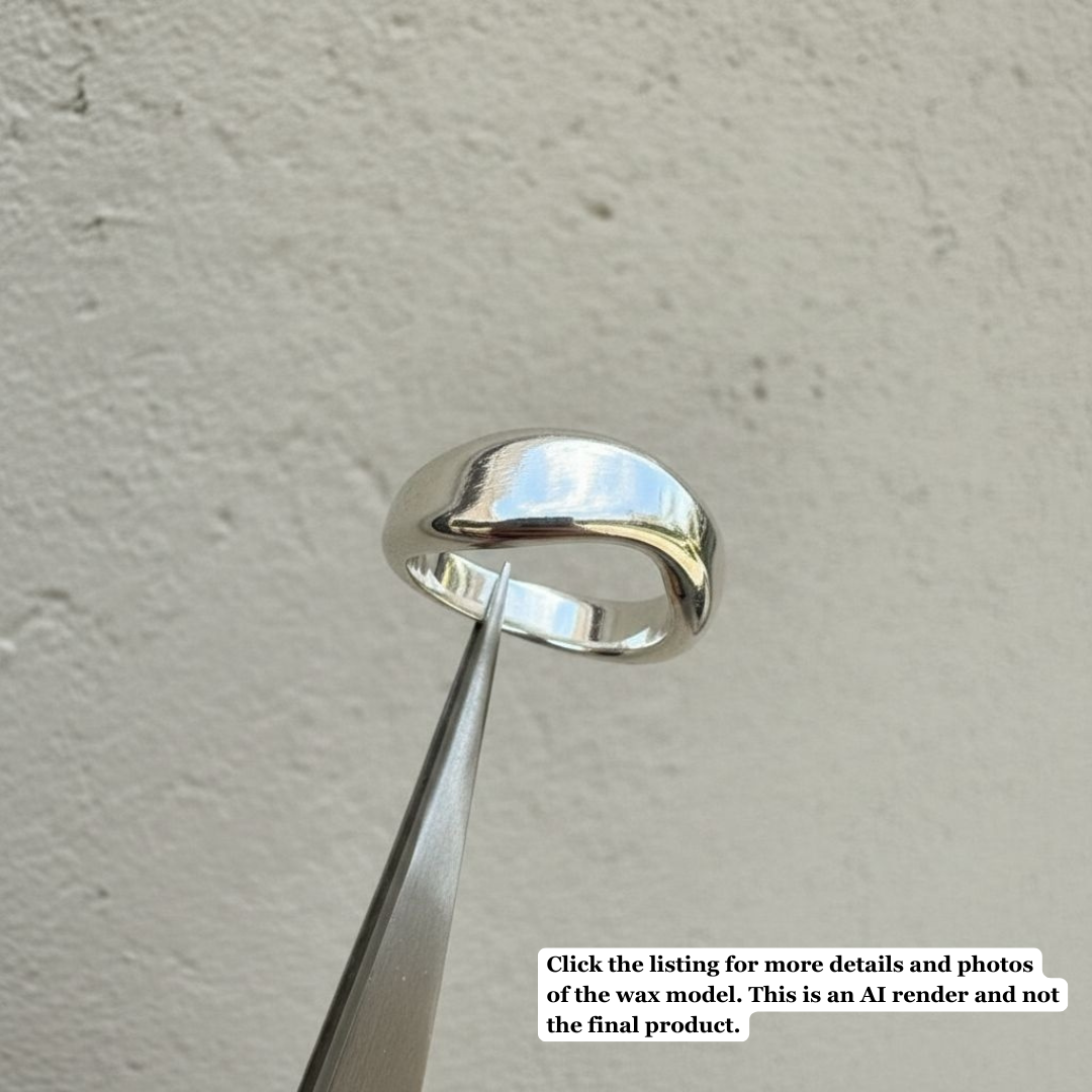 Cresting Wave Sterling Silver Ring (Wax Model, Available to Cast)