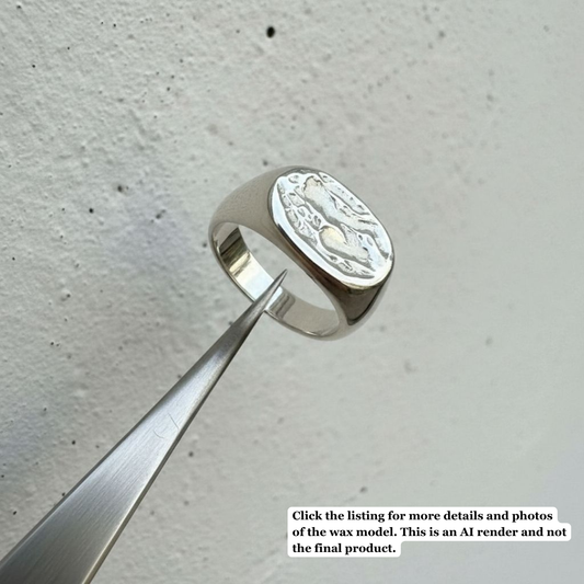 From the Rocks - Sterling Silver Signet Ring (Wax Model, Available to Cast)