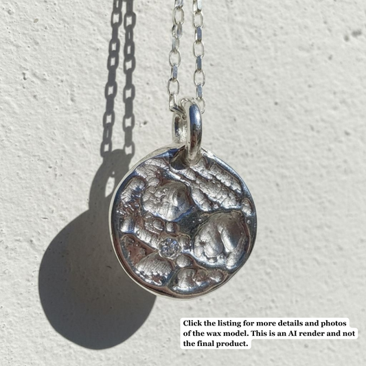 Unearthed Single Stone Sterling Silver Pendant (Wax Model, Available to Cast)