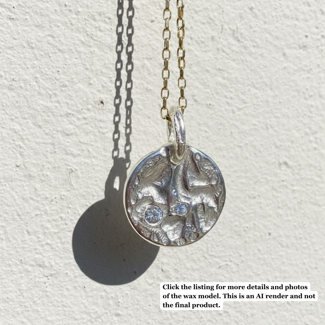 Unearthed Dual Stone Sterling Silver Pendant (Wax Model, Available to Cast)