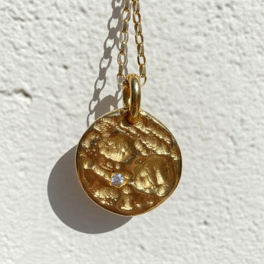 Unearthed Single Stone 9ct Yellow Gold Pendant (Wax Model, Available to Cast)